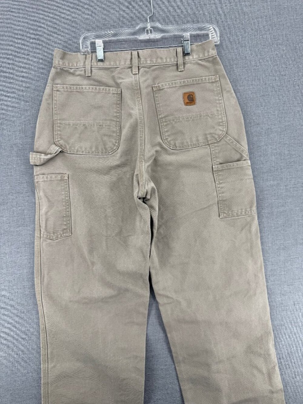 Carhartt Canvas Carpenter Pants Mens 34x36 Beige Dungaree Fit B11 DES